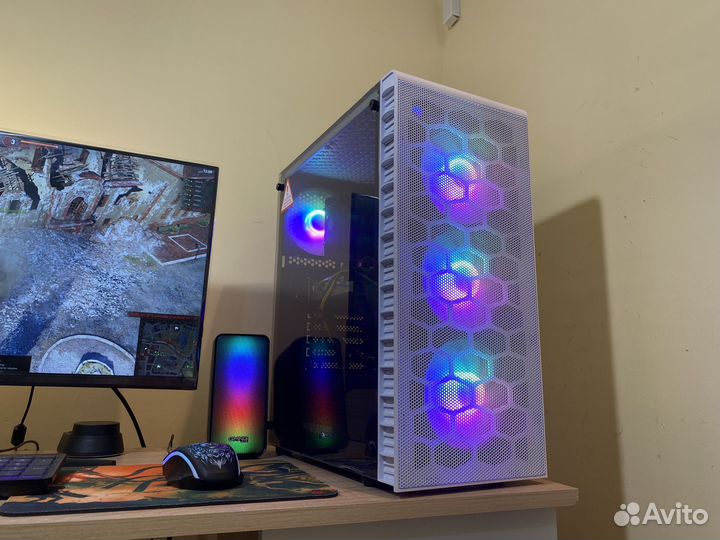 Бюджетный Игровой пк RX с монитором: White