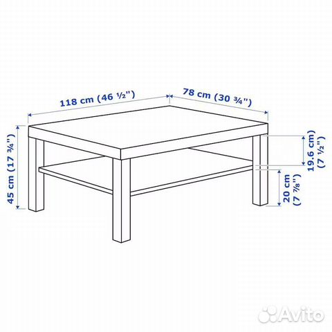Журнальный стол IKEA lack / лакк 118*78*45 белый