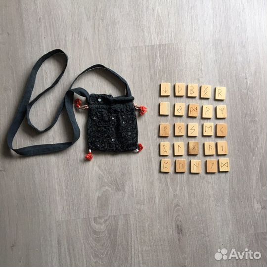 Скандинавские руны 24+1 в сумочке, деревянные