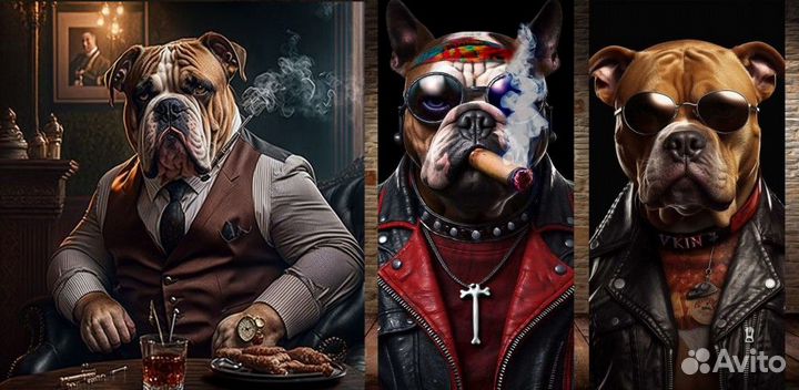 Мопсы картины на холсте