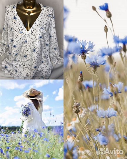 Блузка из вискозы с цветочным принтом 54-56