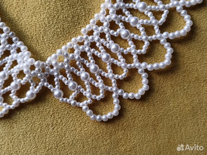 Воротник колье ожерелье из бисера кружевной