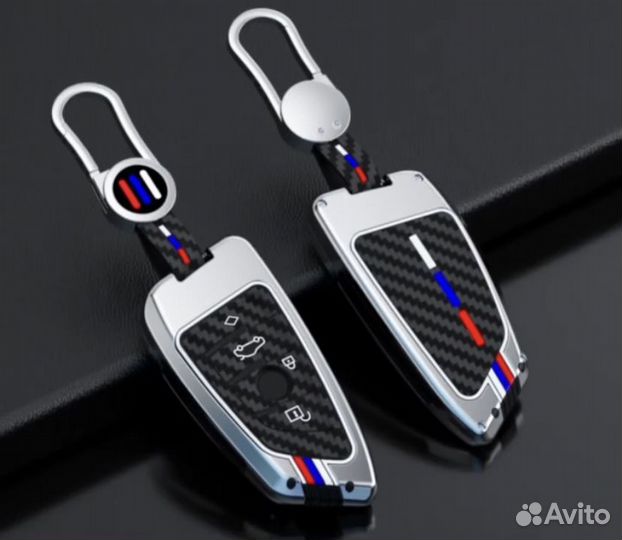 Чехол для ключа автомобиля BMW / бмв G серии 4 кнопки Carbon silver
