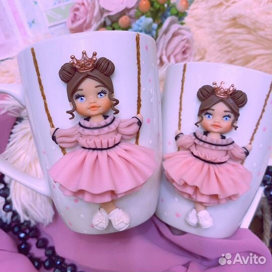 Кружка, подарок, кукла, полимерная глина