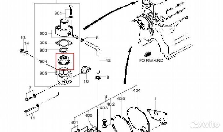 Термостат 31646-02200, xjaf-00735 Hyundai R180W-9S