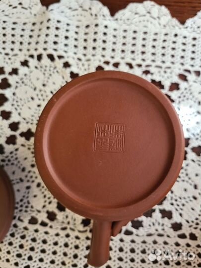 Кружка заварочная с крышкой из красной глины