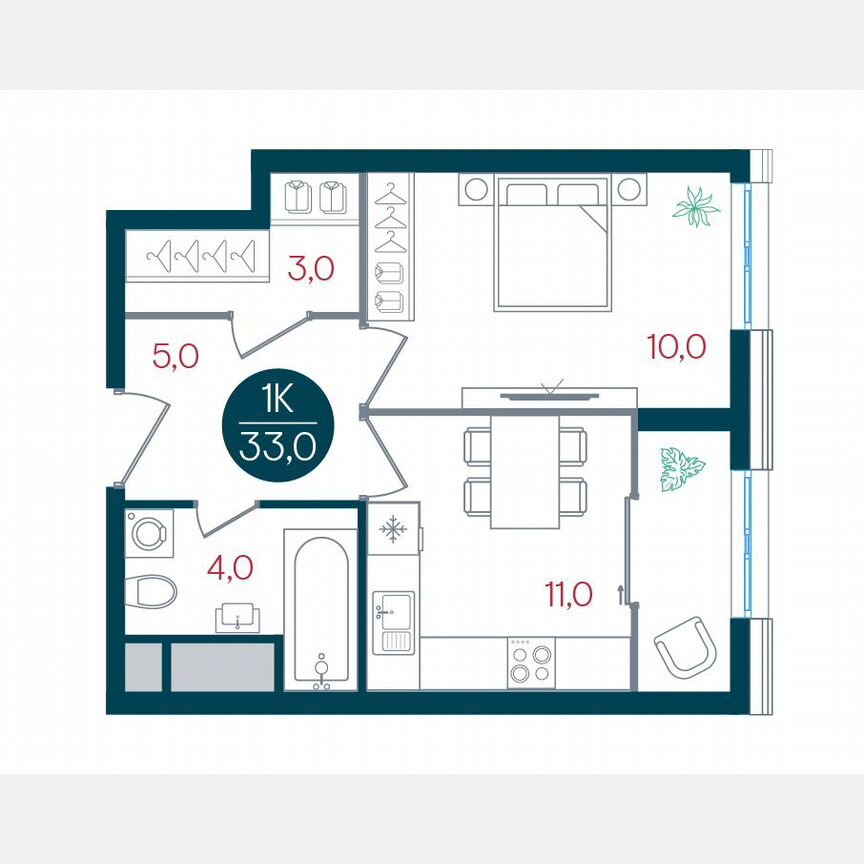 1-к. квартира, 33 м², 29/32 эт.
