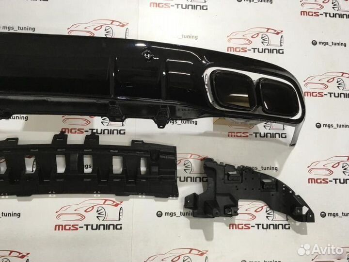 Диффузор + насадки black Mercedes C-class w205 C63