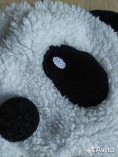 Комплект шапка, шарф панда белые детские