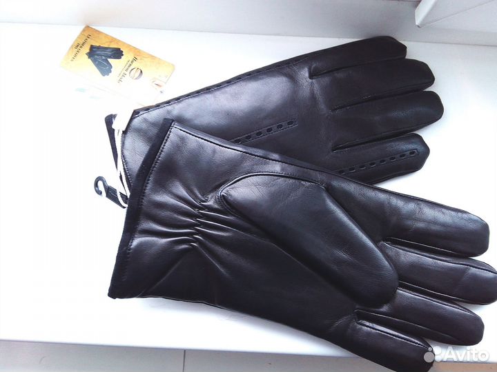 Мужские зимние кожаные перчатки 