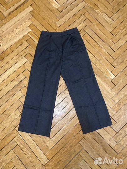 Серые классические широкие палаццо штаны