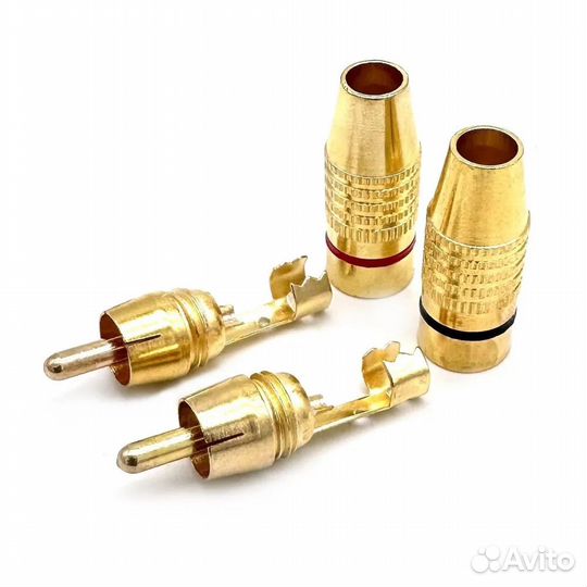 Штекер RCA тюльпан металл, под пайку, кр/черн