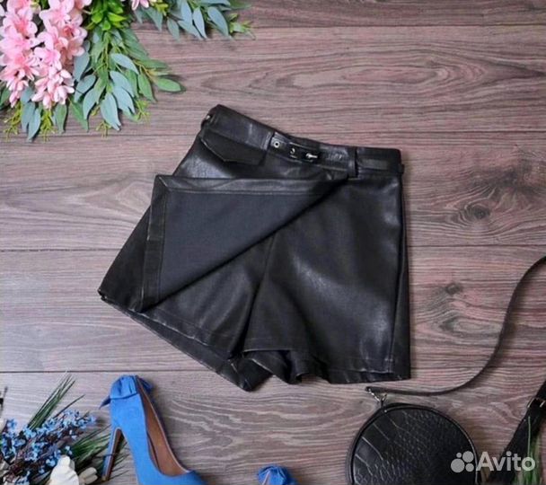 Кожаная юбка шорты 42-44