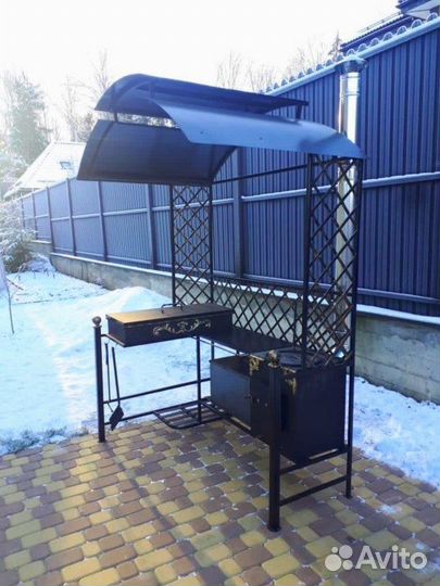 Кованый мангал с печкой