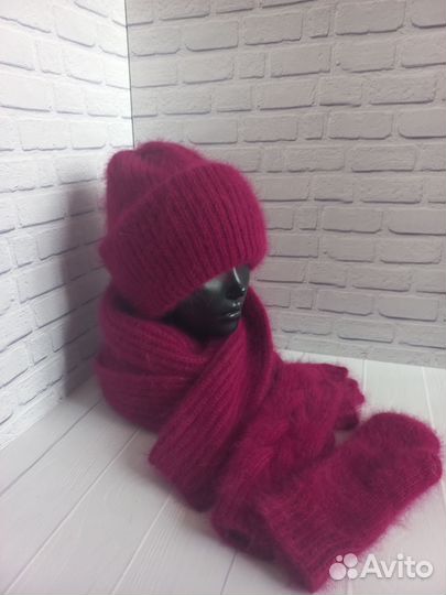 Шапка варежки снуд ангора