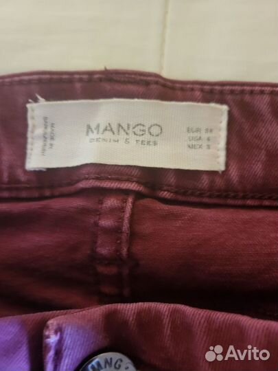 Джинсы mango 42 размер бордовые б/у