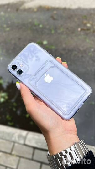 Чехол на iPhone c карманом для карты прозрачный