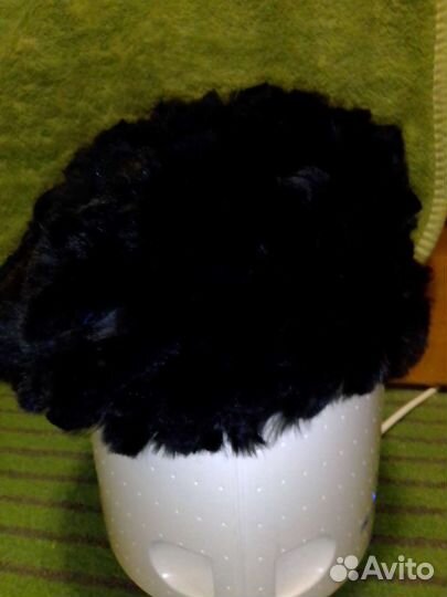 Шапка-берет новая мех вязаный