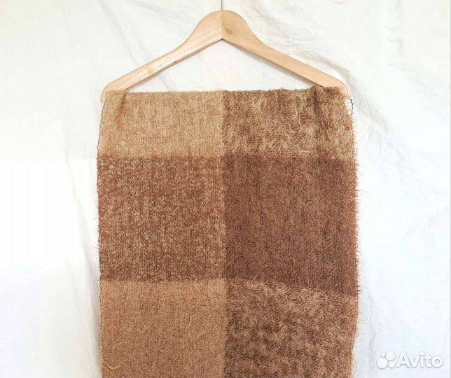 Винтажный мохеровый шарф палантин в клетку