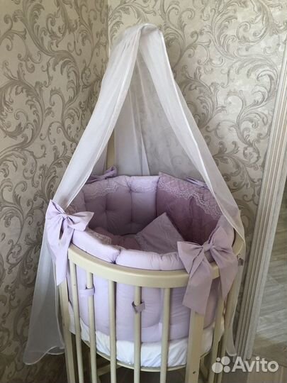 Кроватка овальная из натурального бука