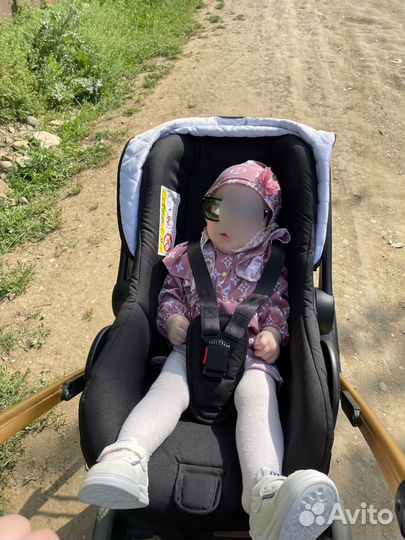 Коляска burbay 3 в 1 с золотой рамой