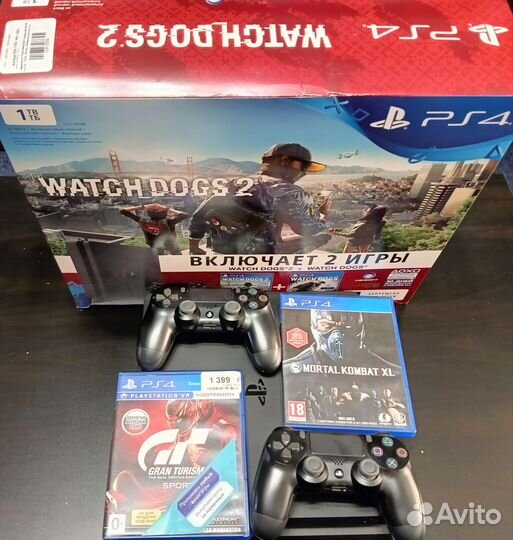 Sony PS4 1 тб + 2 джостика