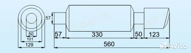 Глушитель прямоточный, спортивный HJ-A6039-S