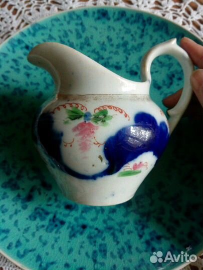Антикварный молочник. Фарфор. Кобальт. М.Куринов