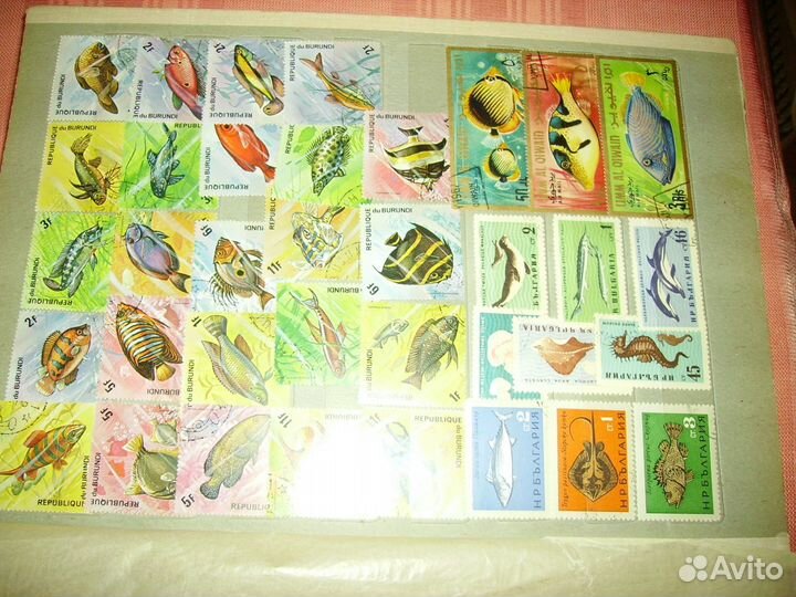 Марки почтовые - водный мир