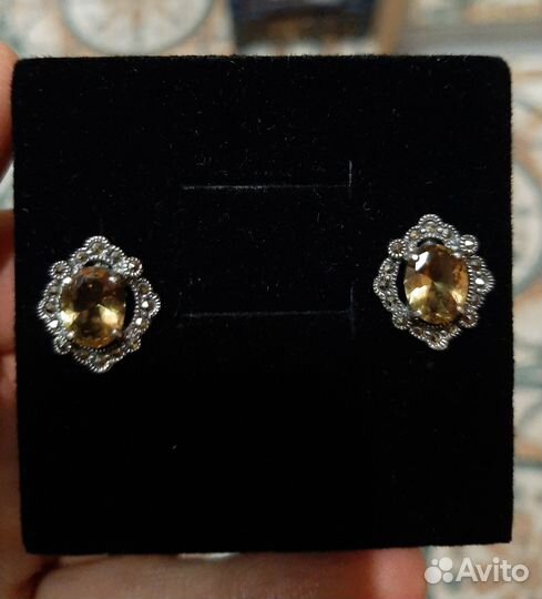 Серебряные серьги с султанитом 925 пр