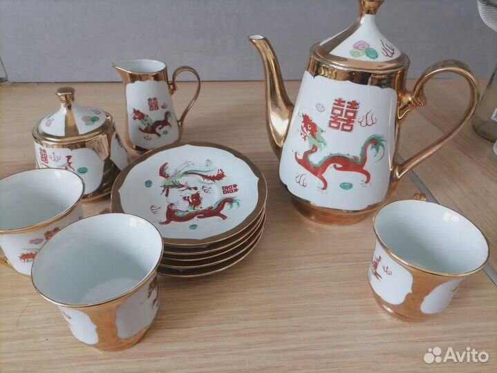 Китайский чайный сервиз дракон и феникс 1993
