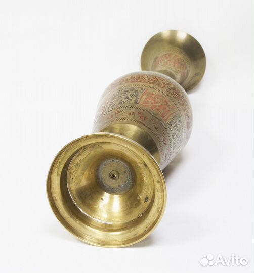 Ваза для цветов, Индия, латунь, гравировка, высота