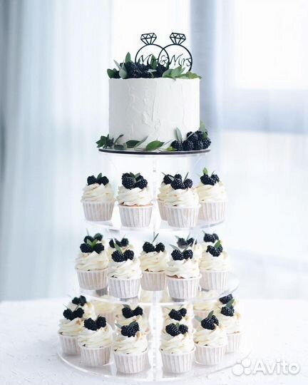 Прозрач подставка из орг. стекла под торт/капкейки