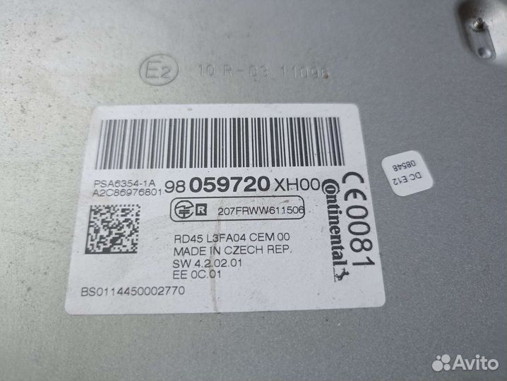 Магнитола RD45 L3FA04 Пежо 408