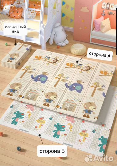 Складной детский коврик, новый (200х180х1 см)