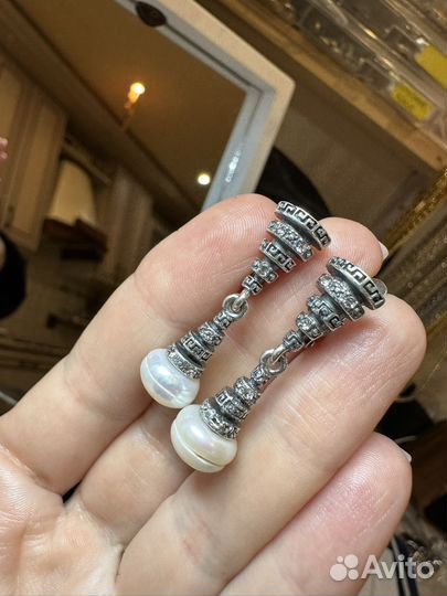 Серьги с натуральным жемчугом