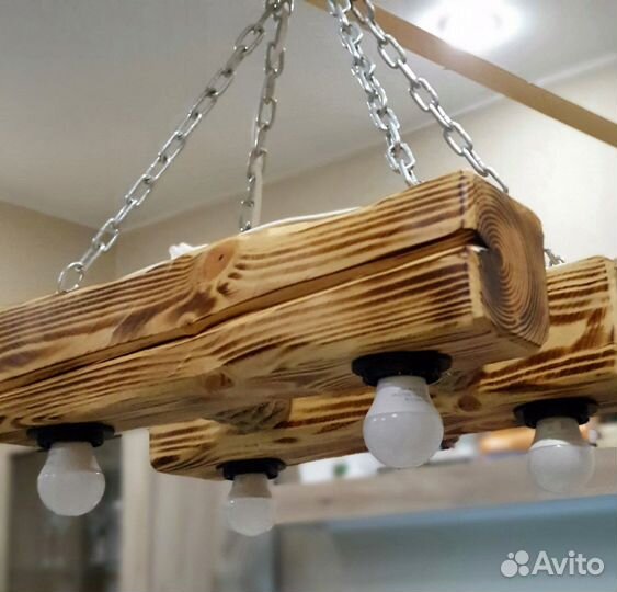 Светильник потолочный люстра из дерева