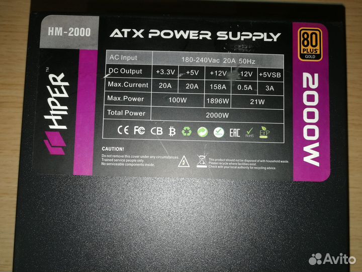 Блок питания hiper 2000W (HM-2000)