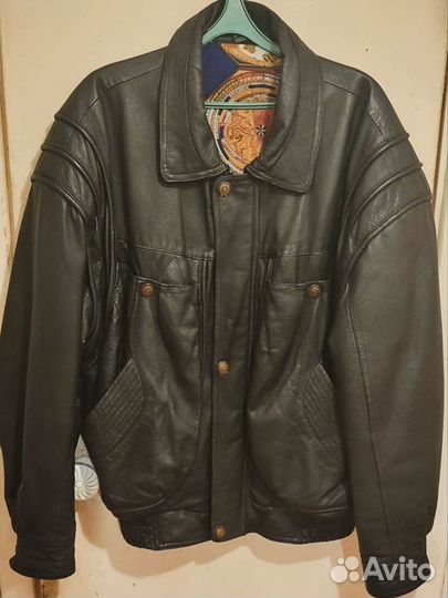Итальянская 90е Куртка Бомбер кожа винтаж ретро