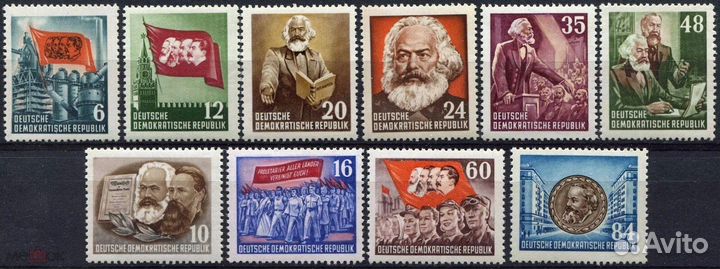 ГДР 1953 Mi 344-353 Карл Маркс MNH **
