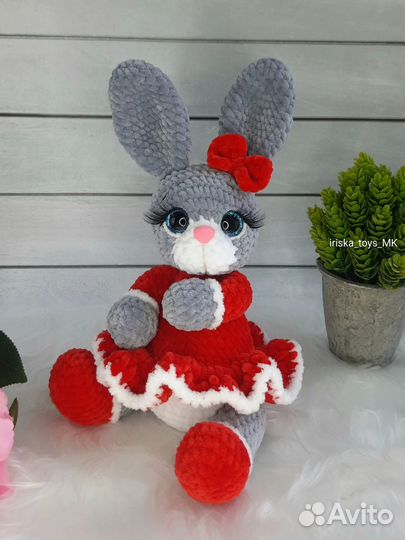 Мягкая вязаная игрушка зайка зайчик заяц амигуруми