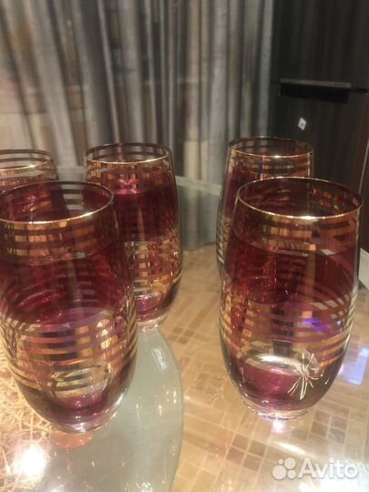 Стаканы и рюмки цветное стекло Богемия