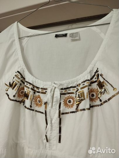 Туника пляжная белая, хлопок (Индия)