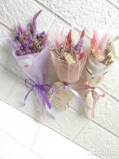 Мини-букет из сухоцветов невянущий