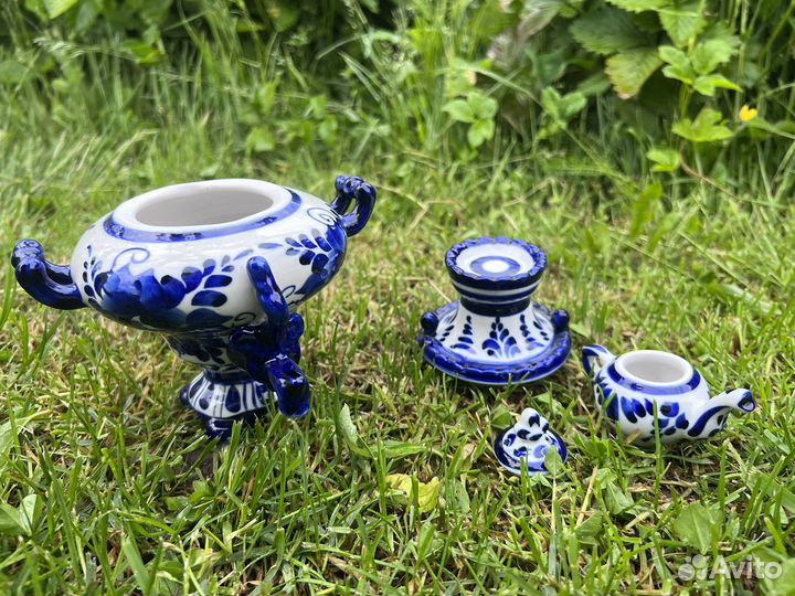 Самовар Гжель мини