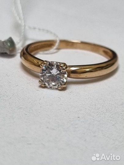 Золотое кольцо с фианитом 16р