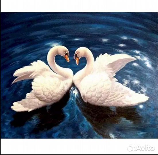 Картина по номерам новая, лебеди