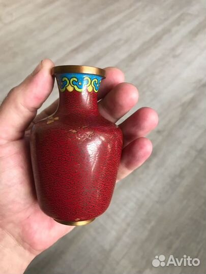 Ваза Клуазоне Китай 50е г. Перегородчатая эмаль