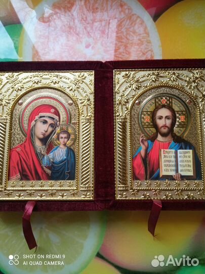 Икона складень Иисус Христос и Божья Матерь