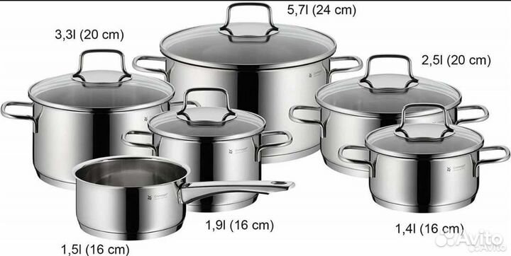 WMF Astoria, Набор кастрюль 6 предметов